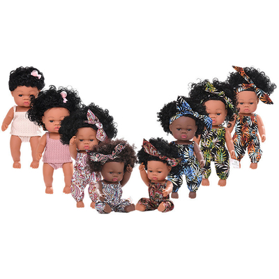 14 pulgadas de 33 centímetros Reborn African Rubber Dolly con Jumps Muslin y Arcos de la Cabeza para Niñas