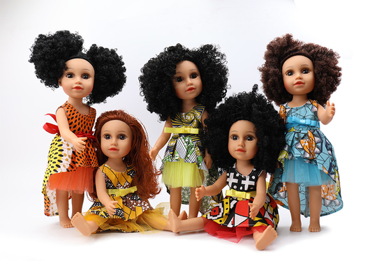 Diseño personalizado Muñecas de vinilo de 35 cm Muñecas negras africanas para niños