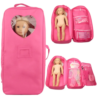 18 pulgadas muñecas almacenamiento de viaje portador maleta bolso mochila para el estilo americano niña niños regalo