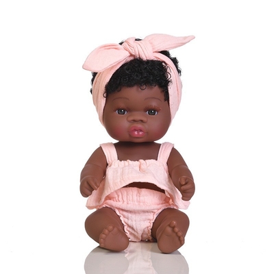 14 pulgadas de 33 centímetros Reborn African Rubber Dolly con Jumps Muslin y Arcos de la Cabeza para Niñas
