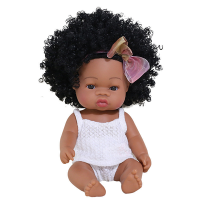 14 pulgadas de 33 centímetros Reborn African Rubber Dolly con Jumps Muslin y Arcos de la Cabeza para Niñas