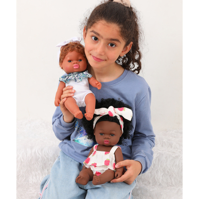 14 pulgadas de 33 centímetros Reborn African Rubber Dolly con Jumps Muslin y Arcos de la Cabeza para Niñas