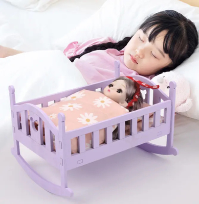 Cama de muñeca de madera cuna de bebé para muñecas de 6 pulgadas accesorios de muñecas imprescindibles para niños