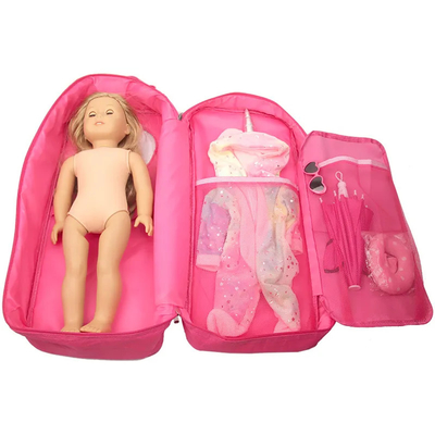 18 pulgadas muñecas almacenamiento de viaje portador maleta bolso mochila para el estilo americano niña niños regalo