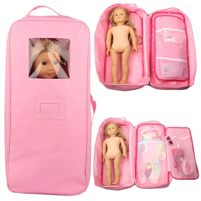 18 pulgadas muñecas almacenamiento de viaje portador maleta bolso mochila para el estilo americano niña niños regalo