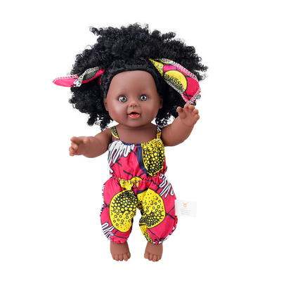Lavado de manos suave muñecas de silicona de 35 cm para niños muñeca negra africana