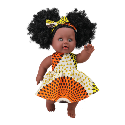 Lavado de manos suave muñecas de silicona de 35 cm para niños muñeca negra africana