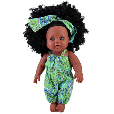 Lavado de manos suave muñecas de silicona de 35 cm para niños muñeca negra africana