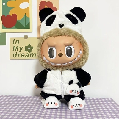 Nee Design Papel de muñeca Labubu suéter Tejido de juguete Colorido Traje Conjunto de dibujos animados Labubu vestido