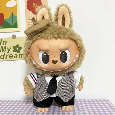Bajo MOQ Tejido de muñeca Labubu Suéter Tejido de juguete Colorido Traje Conjunto de dibujos animados Labubu Vestido
