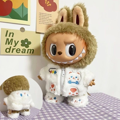 Bajo MOQ Tejido de muñeca Labubu Suéter Tejido de juguete Colorido Traje Conjunto de dibujos animados Labubu Vestido